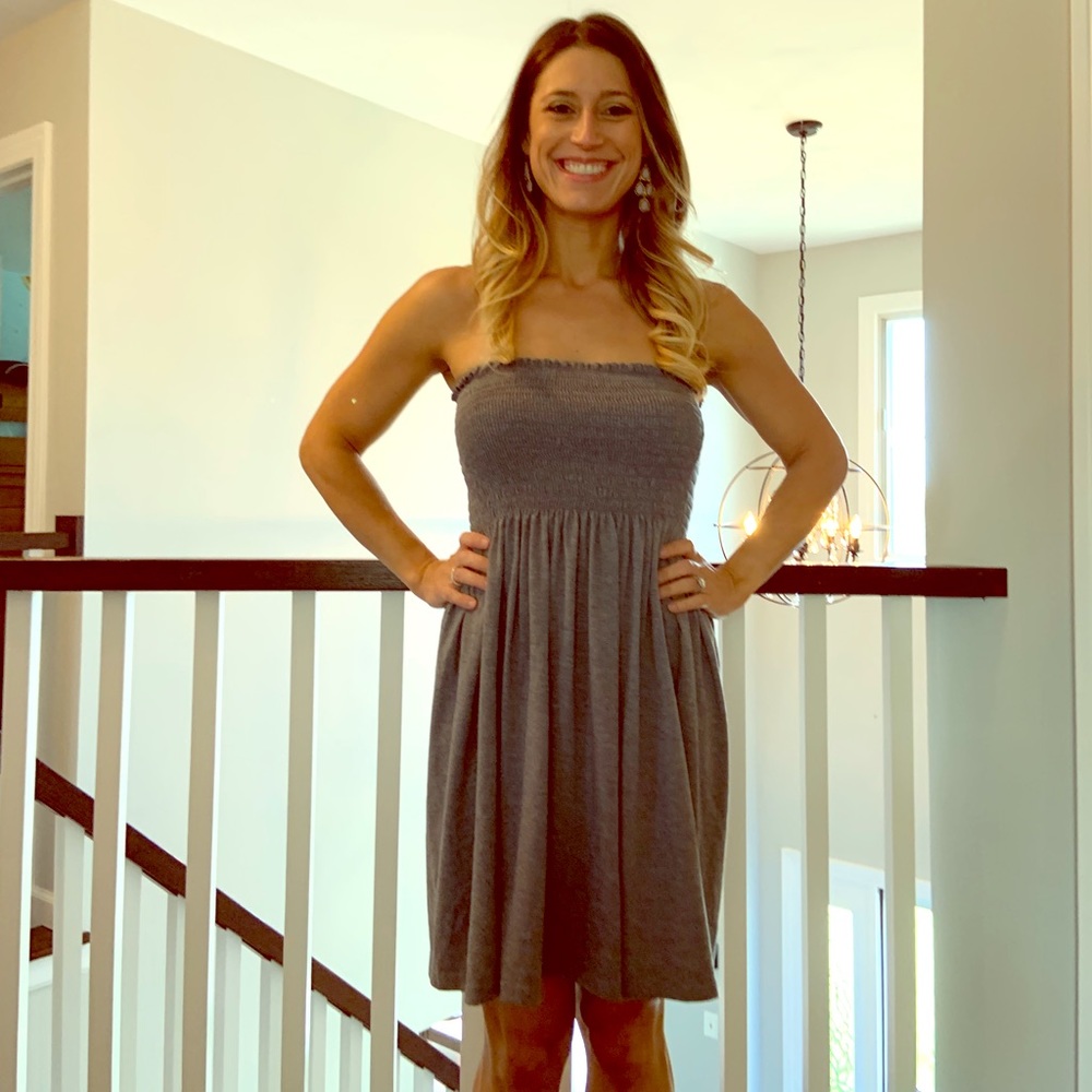Gray Strapless Cover Up
